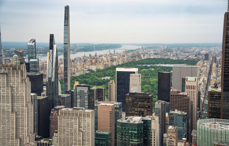 aerial view of midtown manhattan skyscrapers