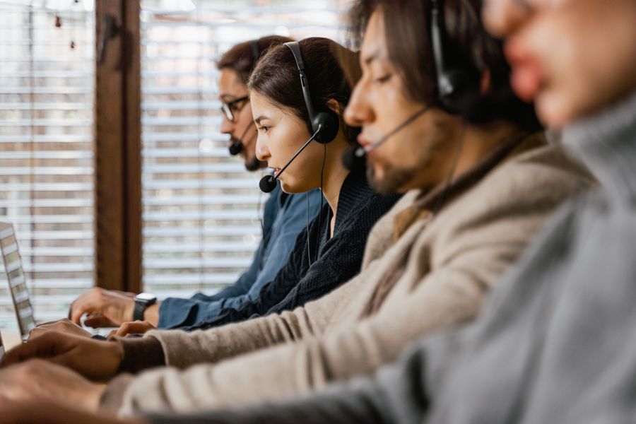 people working in a call center