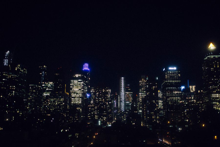 new york city skyline during night time
